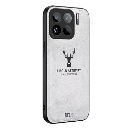 Xiaomi 15S Pro Deer Head Cloth Skin Phone Case - White, All-Inclusive - 1