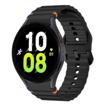 Samsung Galaxy Watch 5 40/44mm Black Wave Silicone Band - 1