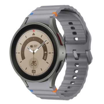 Samsung Galaxy Watch 5 Pro Dark Gray Wave Pattern Silicone Band - 1