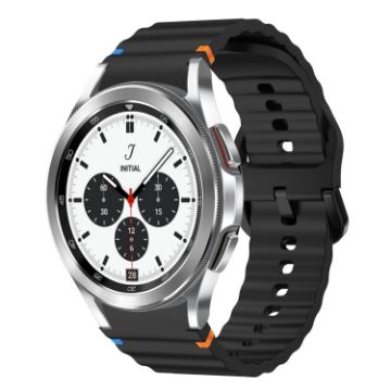 Samsung Galaxy Watch 4 Classic 42/46mm Black Silicone Wave Band - 1