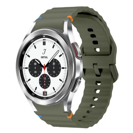 Samsung Galaxy Watch 4 Classic 42/46mm Army Green Silicone Band - 1