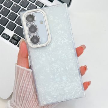 Samsung Galaxy A15 5G Glitter TPU Case with Lens Film - White Shell Pattern - 1