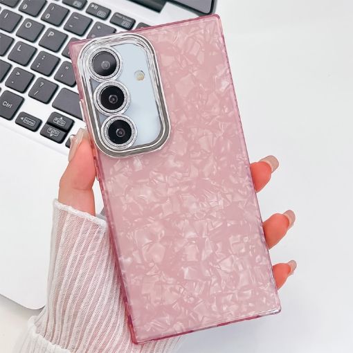 Samsung Galaxy A15 5G Glitter TPU Case with Lens Film - Pink Shell Pattern - 1
