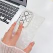Samsung Galaxy S24+ 5G Glitter TPU Case with Lens Film - White Feather Yarn - 3