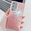 Samsung Galaxy S24 5G Glitter TPU Case with Lens Film - Pink Feather Yarn - 1