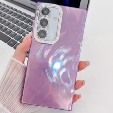 Samsung Galaxy A25 5G Glitter TPU Case with Lens Film - Purple Feather Yarn - 1