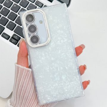 Samsung Galaxy S25 5G Glitter TPU Case with Lens Film - White Shell Pattern - 1