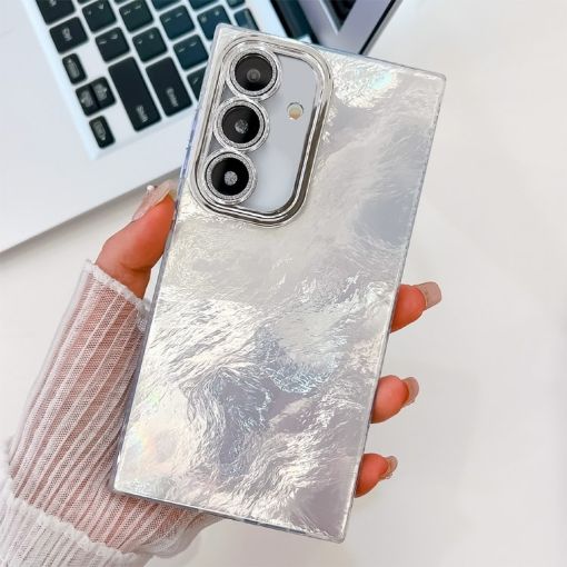 Samsung Galaxy S25+ 5G Glitter TPU Case with Lens Film - White Tinfoil - 1