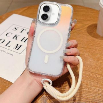iPhone 17 Bright Shadow Magsafe Case with Wrist Strap (White) - 1