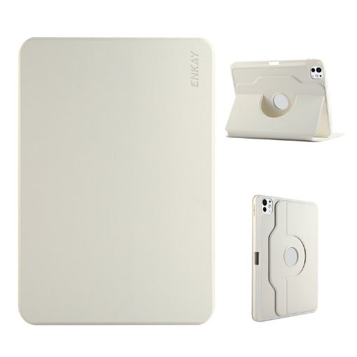 iPad Pro 13 2024 ENKAY 360 Rotation TPU Leather Case with Pen Slot - 1