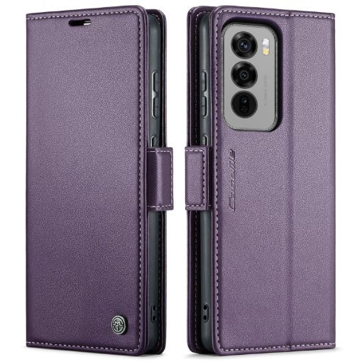 OPPO Reno12 Pro 5G CaseMe 023 Butterfly Buckle RFID Leather Case Purple - 1