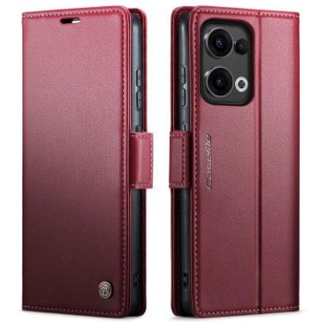 OPPO Reno13 CaseMe 023 Red Butterfly Buckle RFID Leather Phone Case - 1