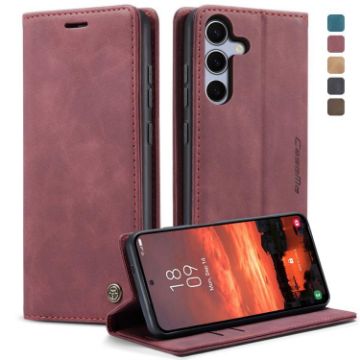 Samsung Galaxy S25 5G CaseMe 013 Red Leather Flip Phone Case - 1