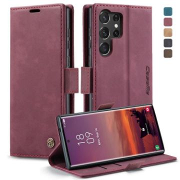 Samsung Galaxy S25 Ultra 5G CaseMe 013 Red Leather Flip Phone Case - 1