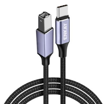 ENKAY ENK-CB170 2m USB C to USB 2.0 B Printer Scanner Cable Nylon Braided - 1