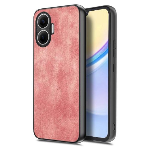 Redmi Turbo 4 Pro Vintage Leather PC Back Cover Case - Pink - 1