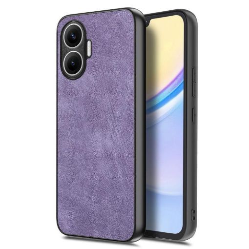 Redmi Turbo 4 Pro Vintage Leather PC Back Cover Case - Purple - 1