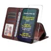 Samsung Galaxy M56 ENKAY Brown Leather Wallet Case with Screen Film - 1