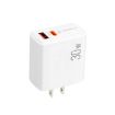 PD31 30W USB-C/Type-C + USB-A Charger, 5V-20V, US Plug, White - 1