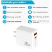 PD31 30W USB-C/Type-C + USB-A Charger, 5V-20V, US Plug, White - 4