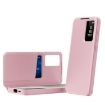Samsung Galaxy S22 5G Pink Leather Case with Card Slot & Smart View - 1