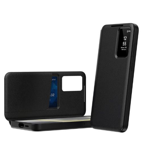 Samsung Galaxy S25 5G Leather Phone Case with Card Slot - Black - 1