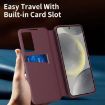 Samsung Galaxy S25 5G Red Leather Case with Card Slot & Smart View - 6