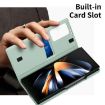 Galaxy Z Fold3 5G Leather Case with Card Slot - Green Smart View Window - 5