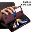 Samsung Galaxy Z Fold4 Leather Case with Card Slot, Smart View Window, Red - 5