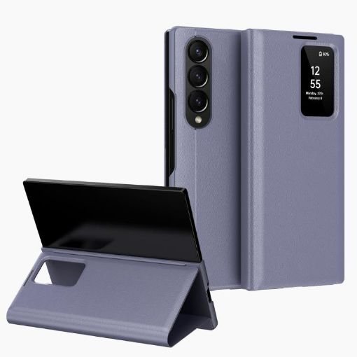 Samsung Galaxy Z Fold4 Leather Case with Card Slot, Smart View Window - 1