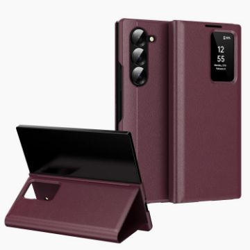 Samsung Galaxy Z Fold5 5G Leather Case with Card Slot - Red - 1