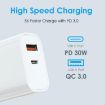 NORTHJO NOPD3002 30W USB-C PD + QC3.0 Dual Port Charger EU Plug White - 4