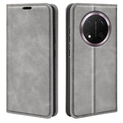 For Honor X9c Grey Retro-skin Magnetic Suction Leather Phone Case - 1