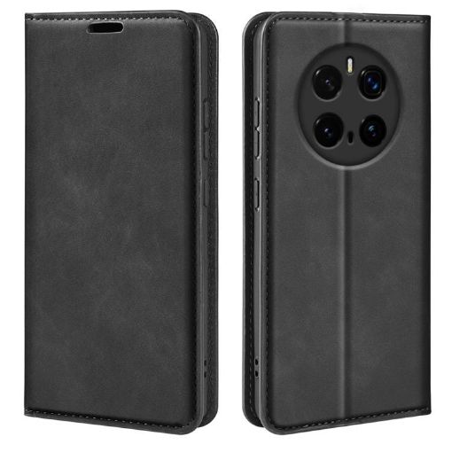 For Honor Magic7 Pro Retro-skin Magnetic Leather Case - Black - 1