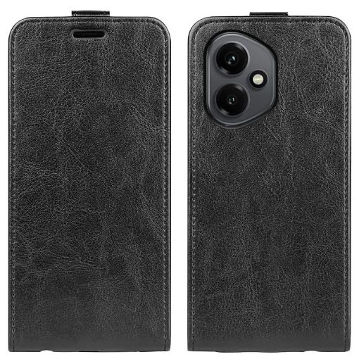 For Honor 400 Global R64 Black Leather Phone Case - Vertical Flip - 1