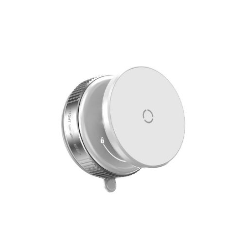 K009 360 Rotation Magnetic Car Stand - White Vacuum Suction Holder - 1