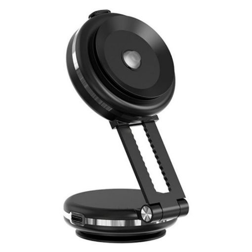 T50 Dual Suction Cup Car Phone Stand for Dashboard/Windshield (Black+Silver) - 1
