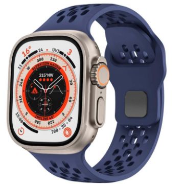 Navy Blue Mesh Reverse Buckle Silicone Band for Apple Watch 46/49/45/44mm - 1