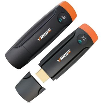 VRRIIS 093 Wireless HDMI Extender - HD Video Transmitter Receiver (Black+Orange) - 1