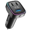 GE13 3-Port Fast Car Charger with Colorful Ambient Light & Voltage Display - 1