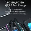 GE13 3-Port Fast Car Charger with Colorful Ambient Light & Voltage Display - 4