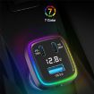 GE13 3-Port Fast Car Charger with Colorful Ambient Light & Voltage Display - 8