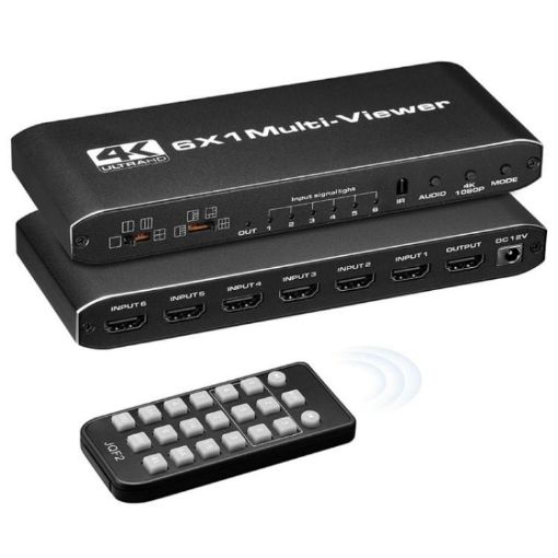 JQF2 4K HDMI Multiviewer Seamless Switcher 6x1 EU Plug Display Splitter - 1