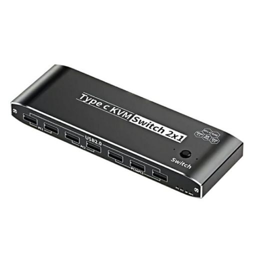K8 Type C KVM Switcher with RJ45 Ethernet & 7 USB 2.0 Ports Docking Station - 1