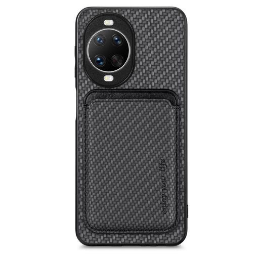 Huawei nova 14 Carbon Fiber Leather Magsafe Phone Case - Black - 1