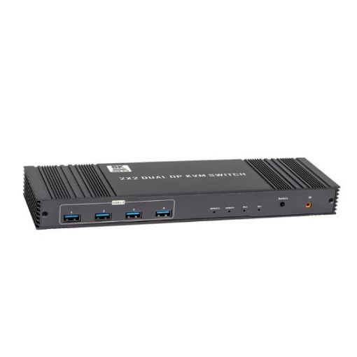 8K 60Hz USB 3.0 Dual DP KVM Switch for 2 Computers/Monitors EU Plug - 1
