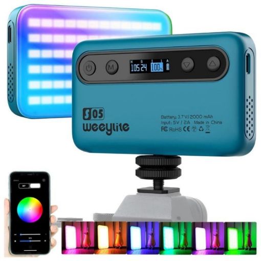 Weeylite S05 Portable RGB Fill Light - App Control, Blue, Photography - 1