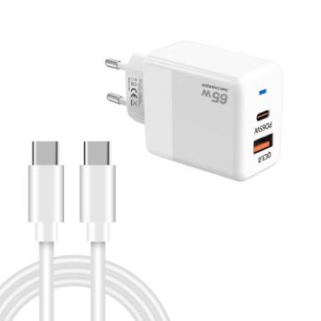 PD41 GaN PD 45W USB Charger + Type-C Cable, EU Plug, White - 1