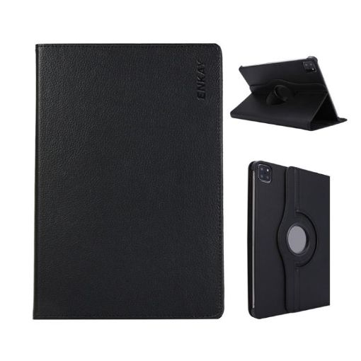 iPad Pro 13 2024 ENKAY 360 Rotation Leather Tablet Case - Black - 1