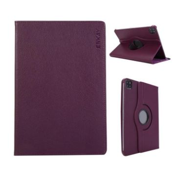 iPad Pro 13 2024 ENKAY 360 Rotation Leather Case - Dark Purple - 1